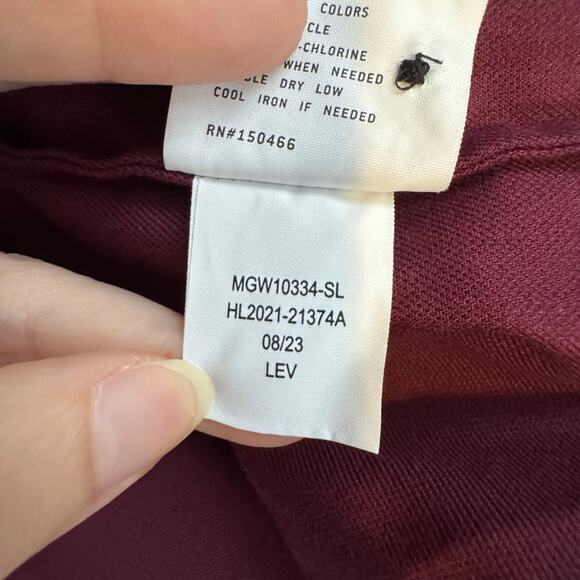 Artefact Burgundy Long Sleeve Button Up Shirt Men Slim Fit NWOT Size Large - Picture 7 of 10